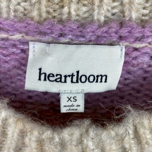 Heartloom Cecily Striped Chunky Knit Sweater‎ Size XS Purple Fuzzy Grandpa Boho - Picture 4 of 9